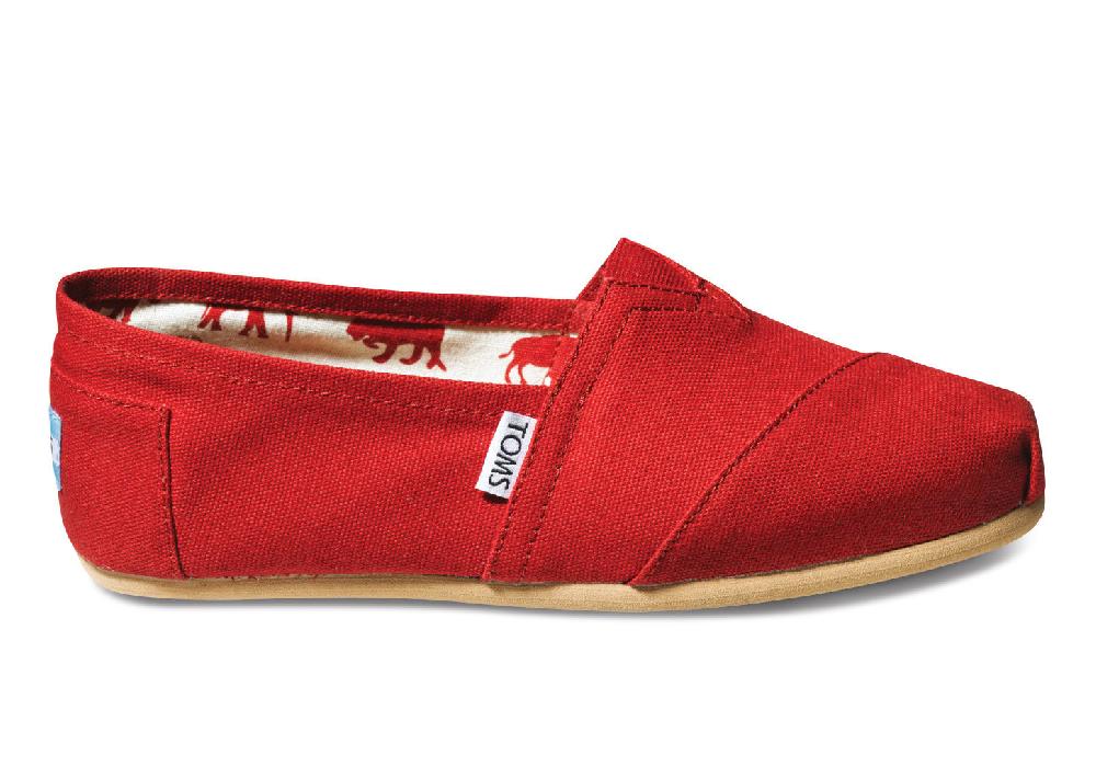 001001B07-RED Classic Canvas Slip On Ladies Toms