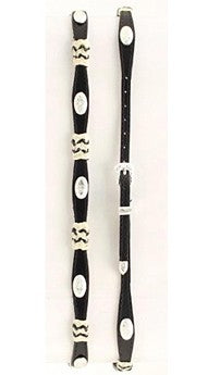 0294801 Black Concho and Knot Leather Buckled Hatband