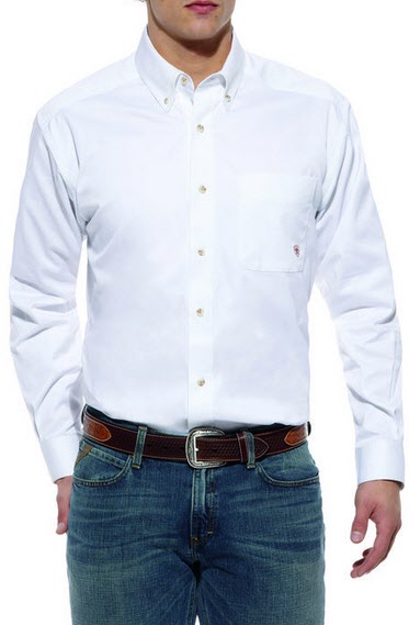 10000503 White Twill Button Down Western Long Sleeve Ariat Mens Shirts