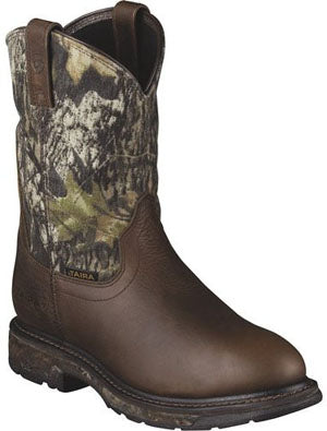 10006739 Workhog Mossy Oak Pull-On Waterproof Ariat Mens Work Boots