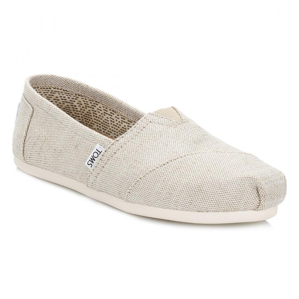 10008015 Natural Metallic Burlap Women's Slip On Toms Shoes