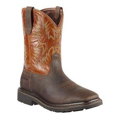 10010889 SIERRA Dark Brown Square Toe Ariat Mens Western Work Boots