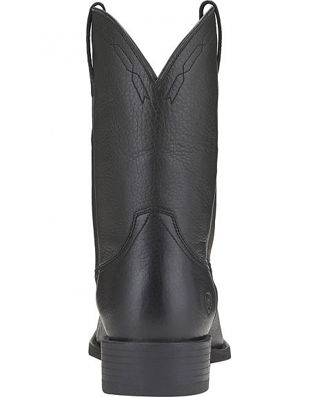 10015291 Black Leather Wide Square Toe Roper Ariat Mens Boots