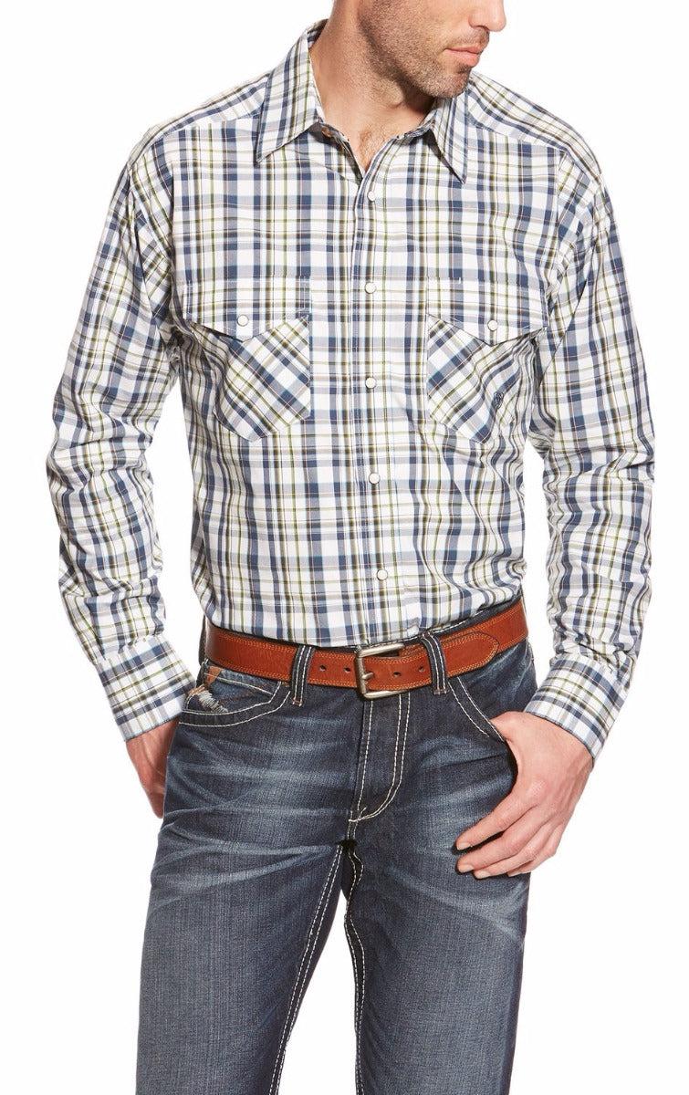 10017745 White Liam Long Sleeve Snap Ariat Mens Western Shirt