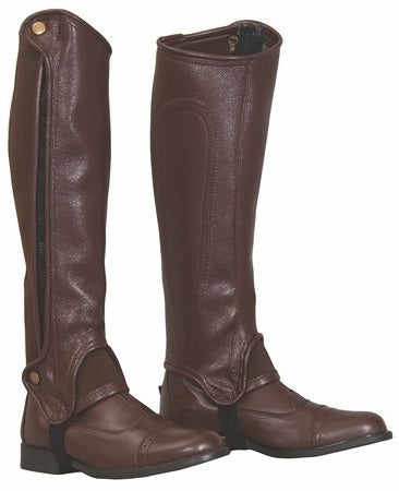 100581-647 Brown TuffRider Gripper Grain Half Chaps