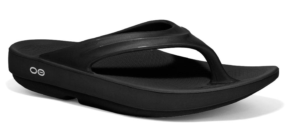 1400-Black OOLALA Foam Cushioned OOFOS Thong Women's Flip Flops