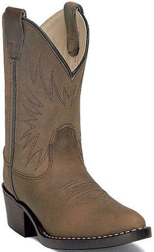 1552/1152 Brown Distressed Leather Kids Western Cowboy Boots