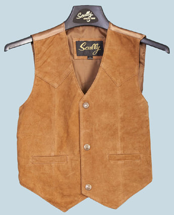 2002 Brown Boar Suede Snap Front Western Scully Kids Vests