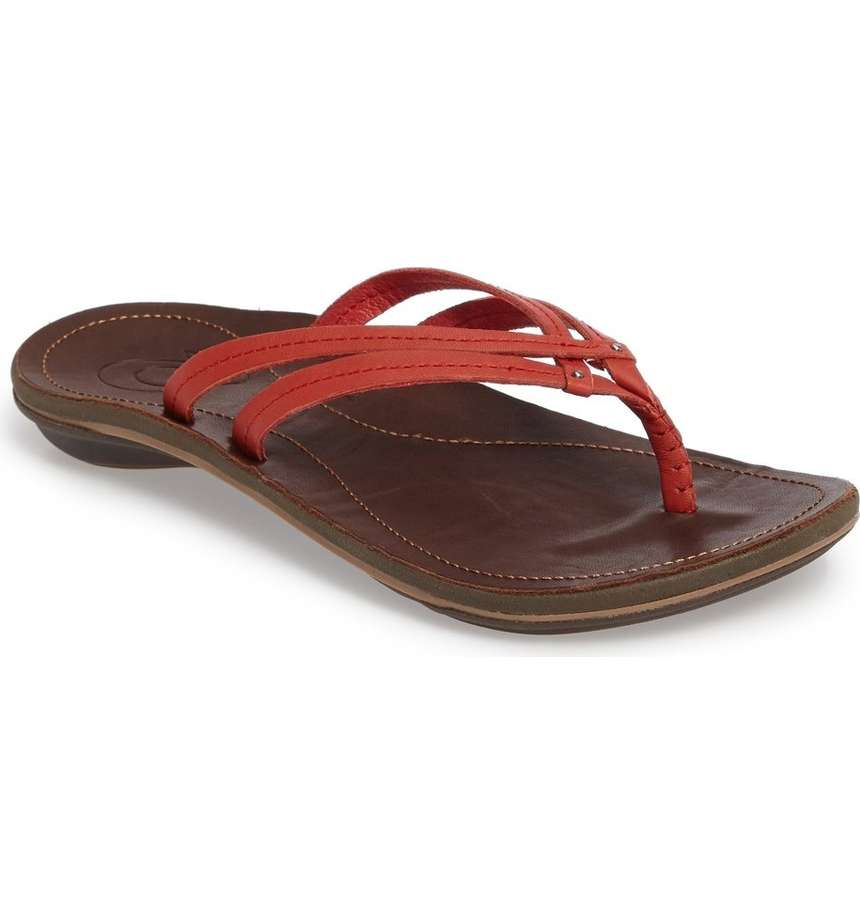 20245-0R48 Ohia Red U'I Womens Comfort Olukai Thong Sandals