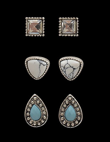 3 pair of Western Stud Earrings Set DE021SBTQ