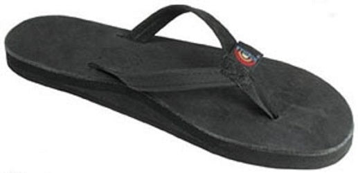 301ALTSN-PBLK-L Black Single Layer Narrow Strap Rainbow Ladies Sandals