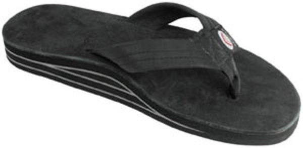 302ALTSO-PBLK-L Black Double Layer Wide Strap Ladies Rainbow Sandals