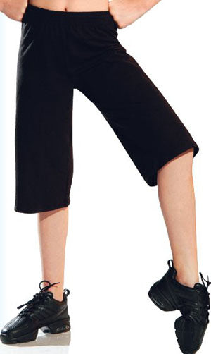 3204C Clamdiggers Black Cotton/Lycra Baggy Childs Capris