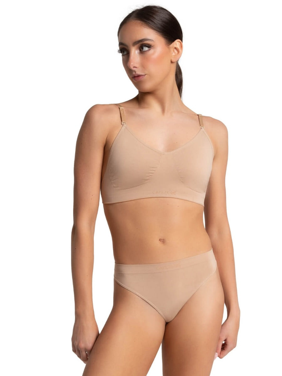 3683 Nude Seamless Clear Back Capezio Bra - (Adult Sizes S-L)