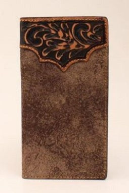 3D Belt Men's Dude Taupe Distressed Floral Hand Tooled Leather Rodeo Wallet DW252