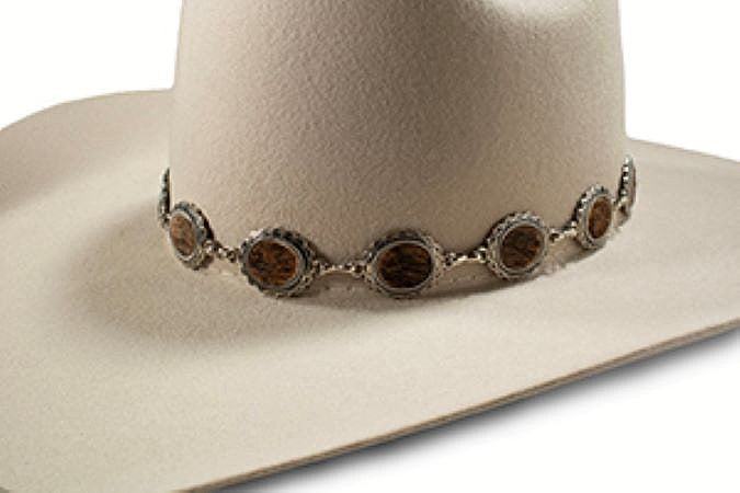 3D Scalloped Round Conchos Brown Hatband with Lobster Claw Clasp D740002702