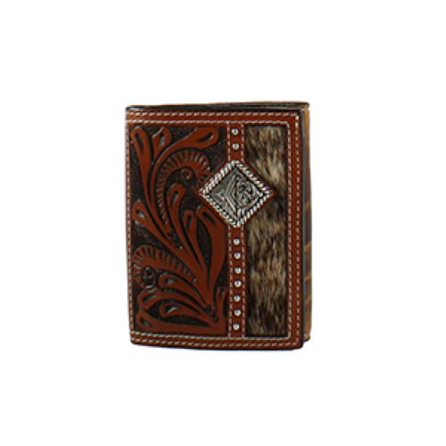 3D Trifold Calf Hair Men's Concho Wallet D250006802
