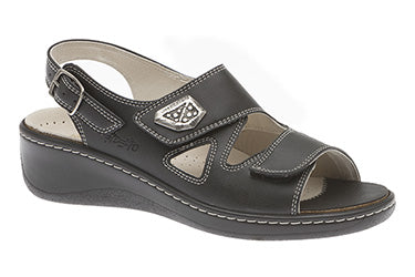 43-4004 Black HALLUX-FABIA With Back Strap Women's Sandals