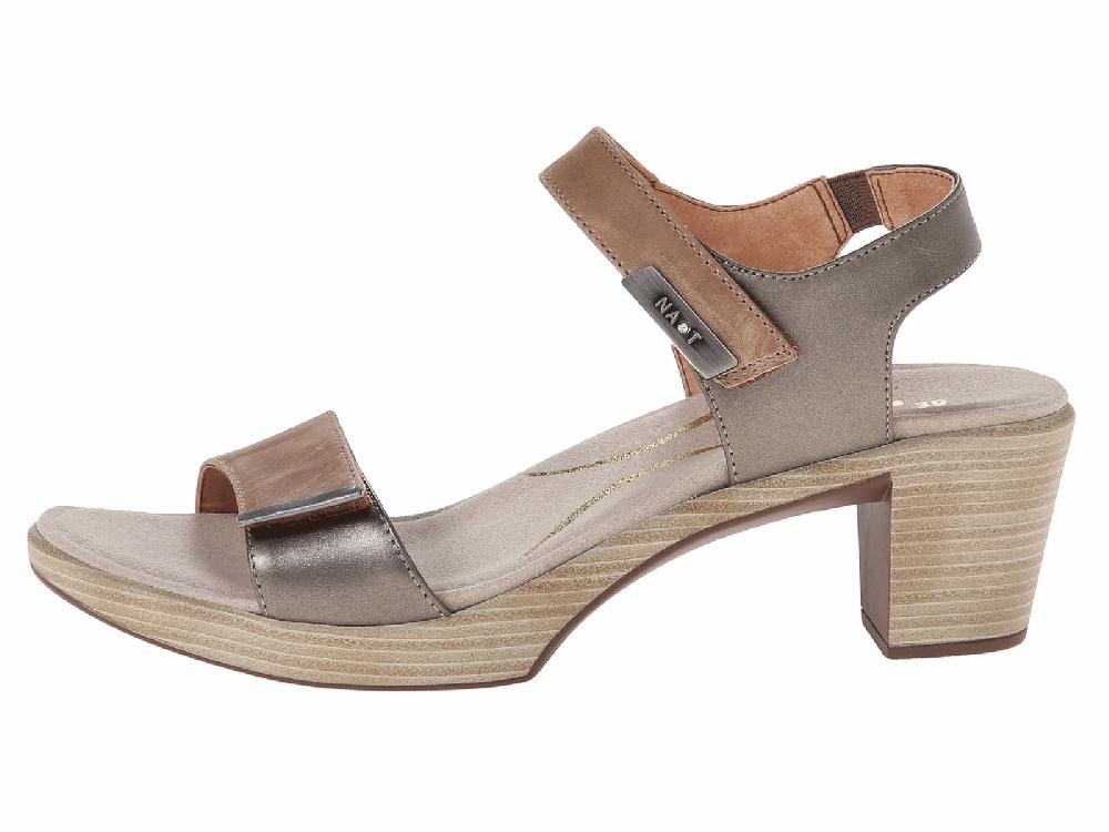 44107-W2Q Khaki/Beige Leather Intact Women's Noat Sandals