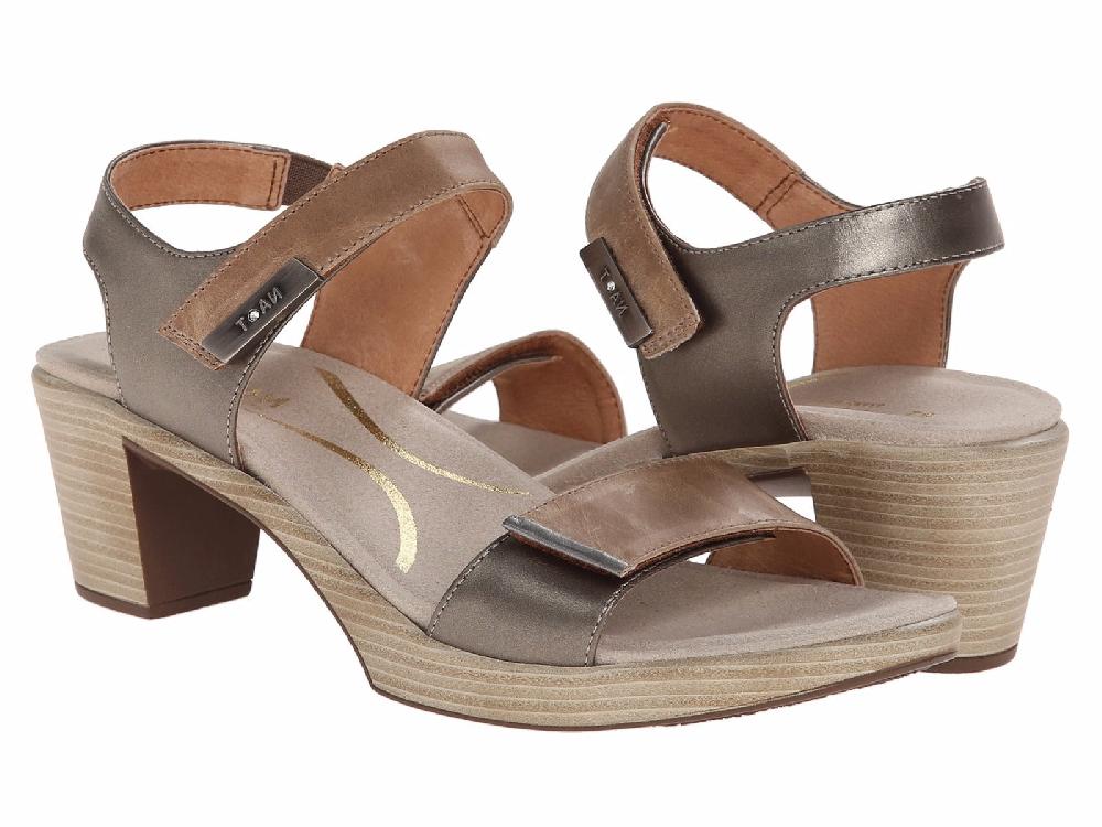 44107-W2Q Khaki/Beige Leather Intact Women's Noat Sandals