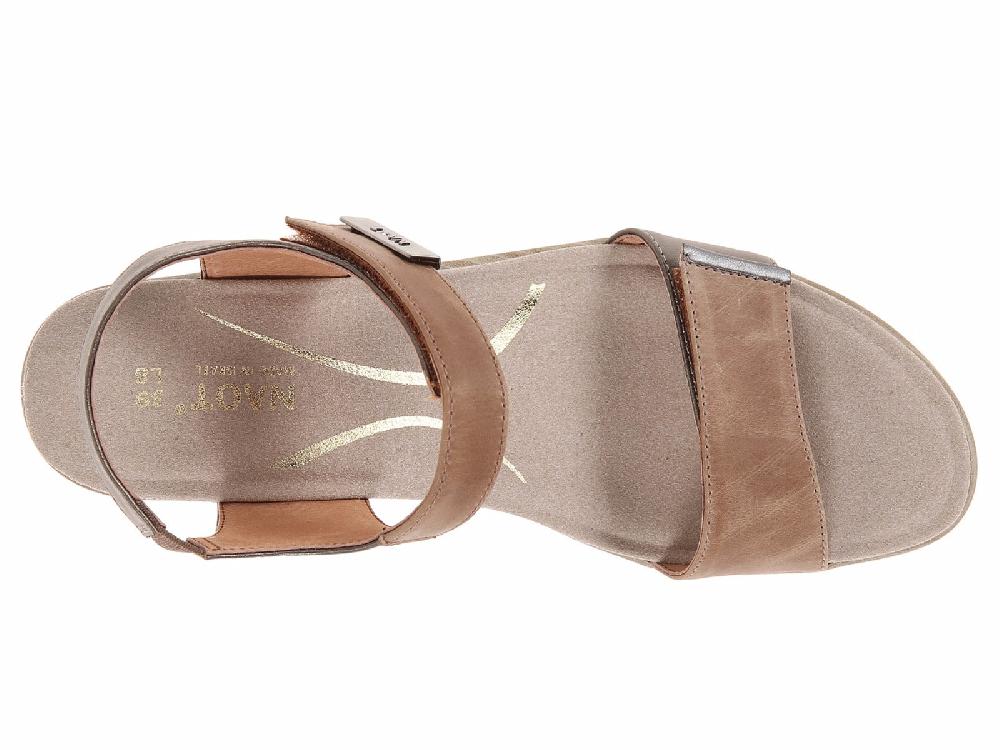 44107-W2Q Khaki/Beige Leather Intact Women's Noat Sandals