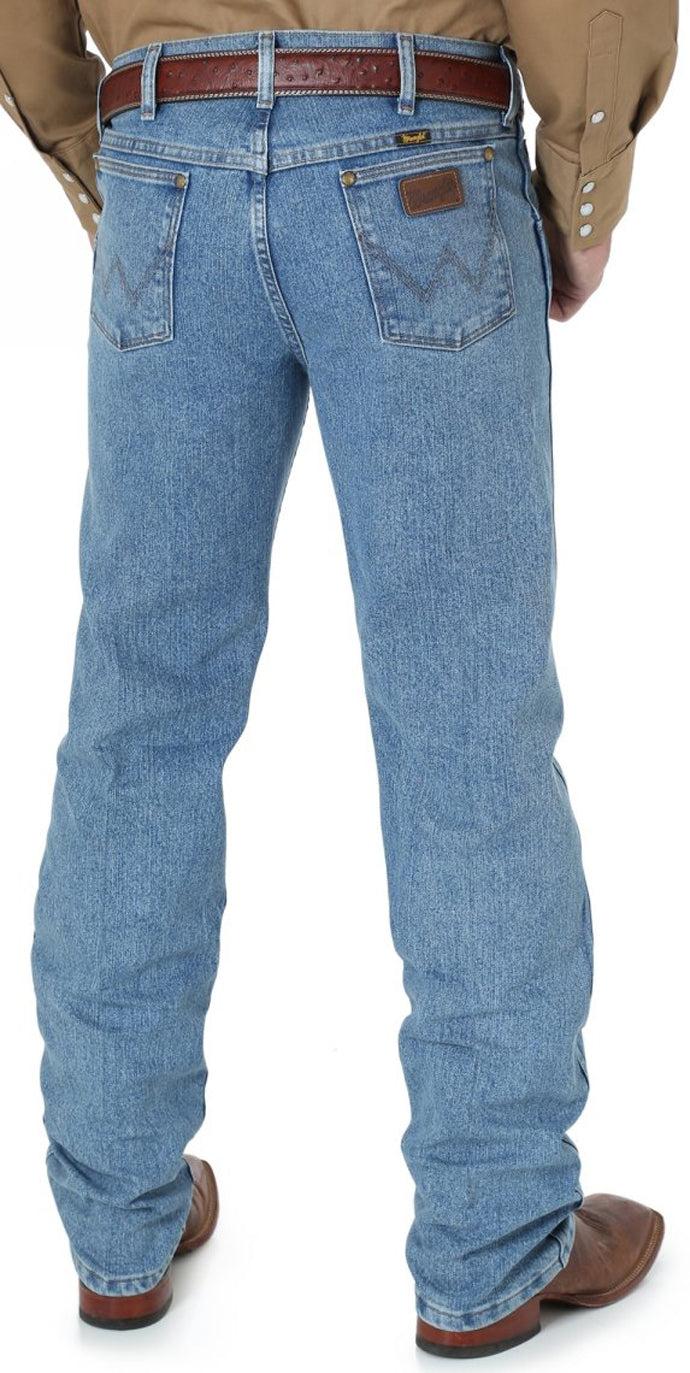 47MACSB Stone Bleach Performance Boot Cut Wrangler Mens Jeans