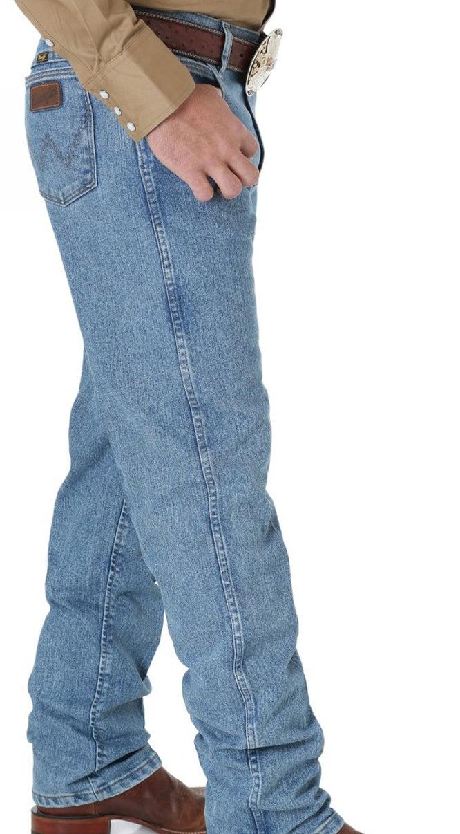 47MACSB Stone Bleach Performance Boot Cut Wrangler Mens Jeans