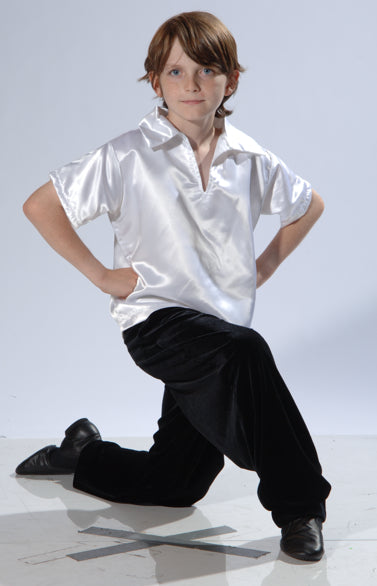 524S Adult Satin Short Sleeve Shirt With Collar