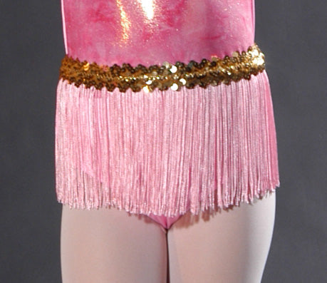 535G 6 Inch FRINGE SKIRT WITH GOLD SEQUINS- Child Sizes