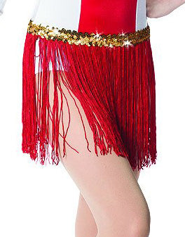 536G 12 IN Fringe Skirt with Gold sequin band- Child Sizes