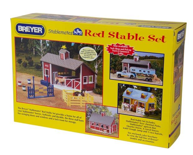 59197 Stablemates Red Stable Set With Two Horses