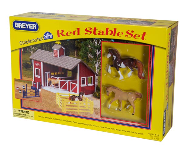59197 Stablemates Red Stable Set With Two Horses