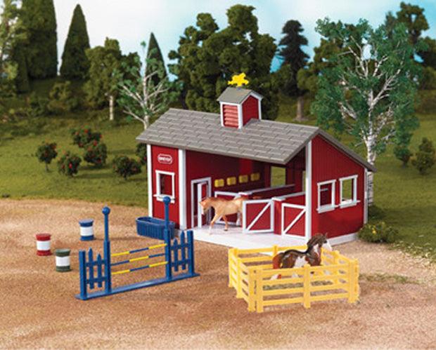 59197 Stablemates Red Stable Set with Two Horses