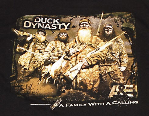 600-1324 Black Family Calling Duck Dynasty Short Sleeve T-shirt