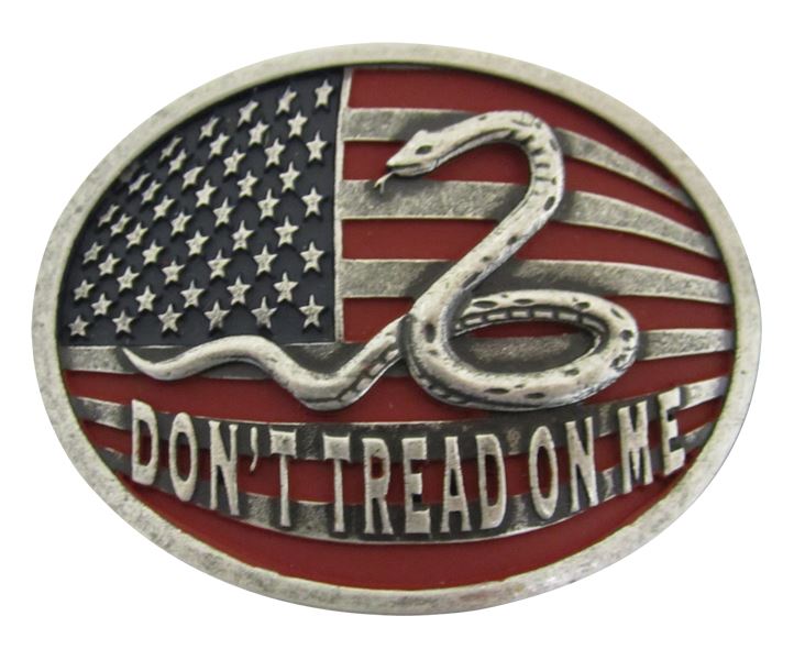 606 Antique Silver With Color 'Don't Tead On Me' AndWest Belt Buckle