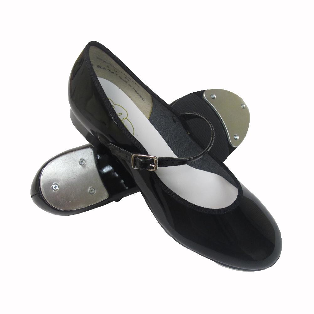 6453A Black Pat Buckle Closure Tap On Tap Shoes