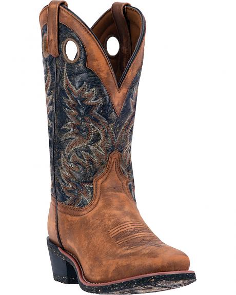 68358 Stillwater Tan Black Square Toe Laredo Mens Western Cowboy Boots