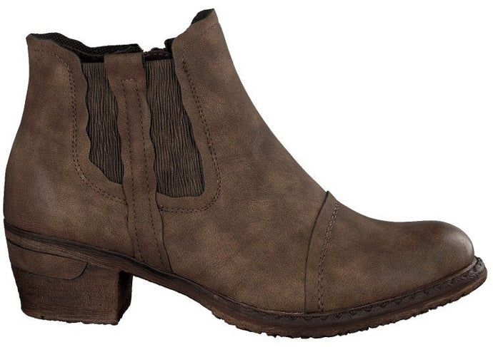 93480-64 Chelsea Brown Fleece Lined Rieker Ladies Ankle Boot