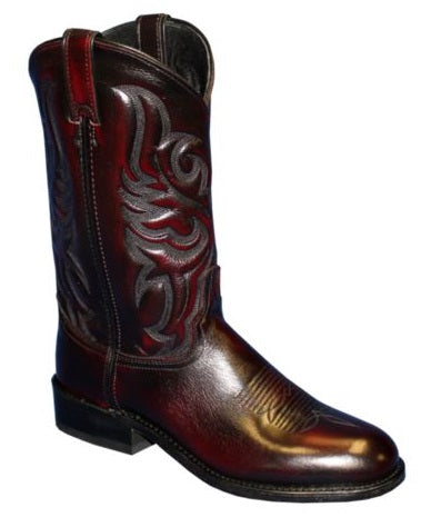 Abilene Black Cherry Cowhide Roper Mens Western Boots 6745