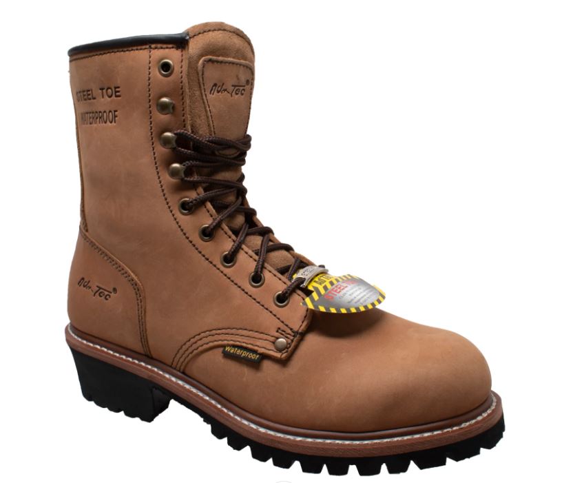Ad Tec Brown Steel Toe Waterproof Men's Logger Work Boots 1740