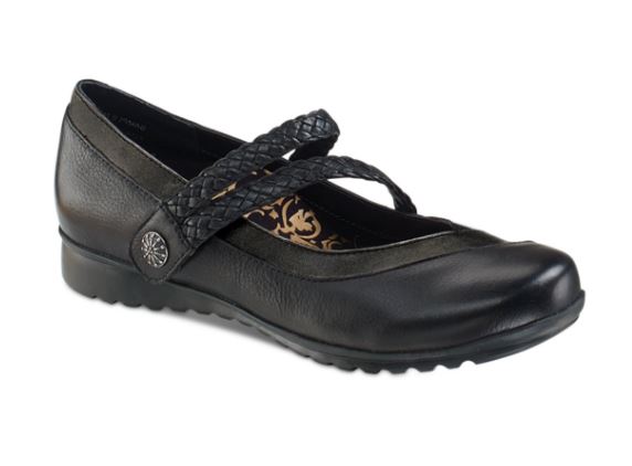 Aetrex Black Ada Braided Womens Mary Jane Shoes EF450