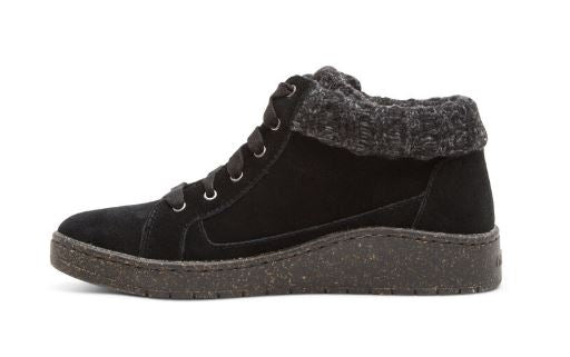 Aetrex Black Bonnie Arch Support Womens Suede Sneakers PC320