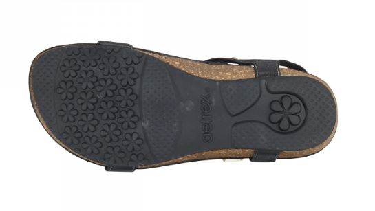 Aetrex Black Lori Adjustable Quarter Strap Womens Sandals SC15