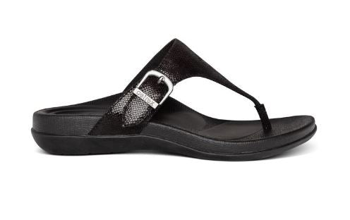 Aetrex Black Rita Adjustable Thong Womens Sandals AE800