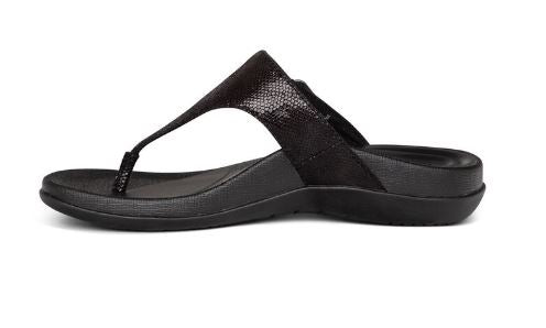 Aetrex Black Rita Adjustable Thong Womens Sandals AE800