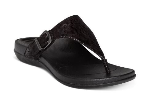 Aetrex Black Rita Adjustable Thong Womens Sandals AE800