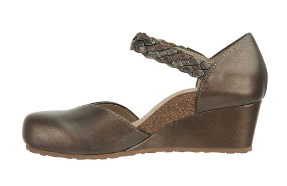 Aetrex Bronze Mia Adjustable Strap Womens Wedge Shoes EW658
