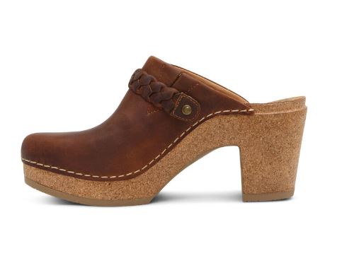 Aetrex Brown Corey Womens Slip-On Clogs CC108