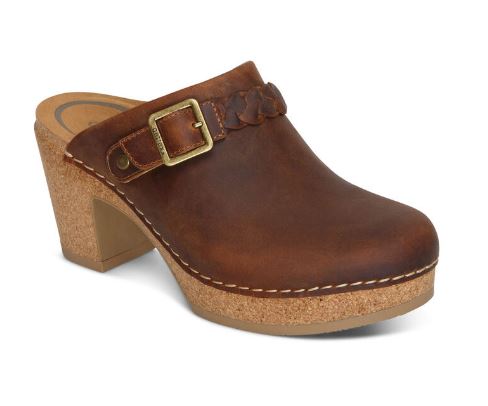 Aetrex Brown Corey Womens Slip-On Clogs CC108