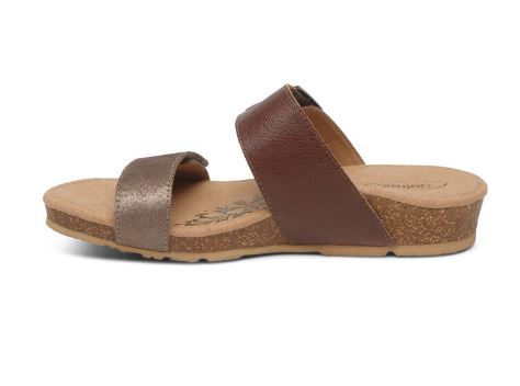 Aetrex Brown Daisy Adjustable Womens Slide Sandals SC542